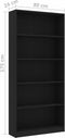vidaXL - Boekenkast - met - 5 - schappen - 80x24x175 - cm - bewerkt - hout - zwart