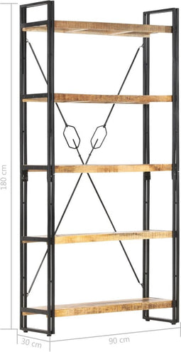 vidaXL - Boekenkast - met - 5 - schappen - 90x30x180 - cm - massief - mangohout