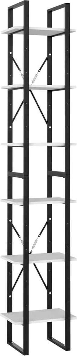 vidaXL - Boekenkast - met - 6 - schappen - 40x30x210 - cm - bewerkt - hout - wit