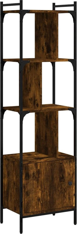 vidaXL - Boekenkast - met - deur - 44,5x30x154,5 - cm - hout - gerookt - eikenkleurig