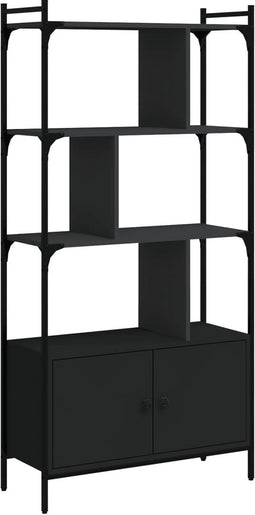 vidaXL - Boekenkast - met - deuren - 76,5x30x154,5 - cm - bewerkt - hout - zwart