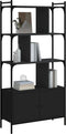 vidaXL - Boekenkast - met - deuren - 76,5x30x154,5 - cm - bewerkt - hout - zwart