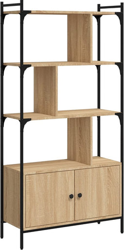 vidaXL - Boekenkast - met - deuren - 76,5x30x154,5 - cm - hout - sonoma - eikenkleurig