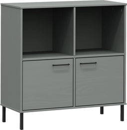 vidaXL - Boekenkast - met - metalen - poten - OSLO - 90x35x90,5 - cm - hout - grijs