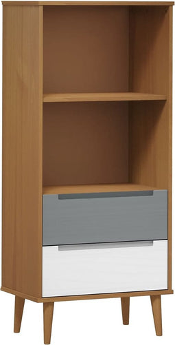 vidaXL - Boekenkast - MOLDE - 60x35x133,5 - cm - massief - grenenhout - bruin