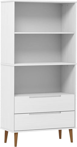 vidaXL - Boekenkast - MOLDE - 85x35x170,5 - cm - massief - grenenhout - wit