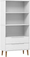 vidaXL - Boekenkast - MOLDE - 85x35x170,5 - cm - massief - grenenhout - wit