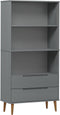 vidaXL - Boekenkast - MOLDE - 85x35x170,5 - cm - massief - grenenhout - grijs