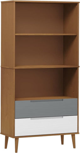 vidaXL - Boekenkast - MOLDE - 85x35x170,5 - cm - massief - grenenhout - bruin