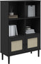vidaXL - Boekenkast - SENJA - rattan-look - 90x35x130 - cm - grenenhout - zwart