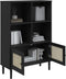 vidaXL - Boekenkast - SENJA - rattan-look - 90x35x130 - cm - grenenhout - zwart