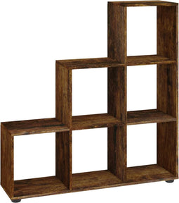 vidaXL - Boekenkast - trapvormig - 107 - cm - bewerkt - hout - gerookt - eikenkleurig