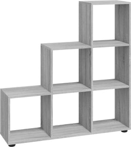 vidaXL - Boekenkast - trapvormig - 107 - cm - bewerkt - hout - grijs - sonoma - eiken