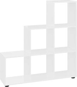 vidaXL - Boekenkast - trapvormig - 107 - cm - bewerkt - hout - hoogglans - wit