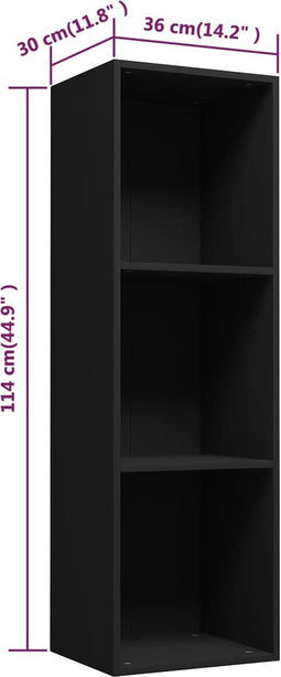 vidaXL - Boekenkast/tv-meubel - 36x30x114 - cm - bewerkt - hout - zwart