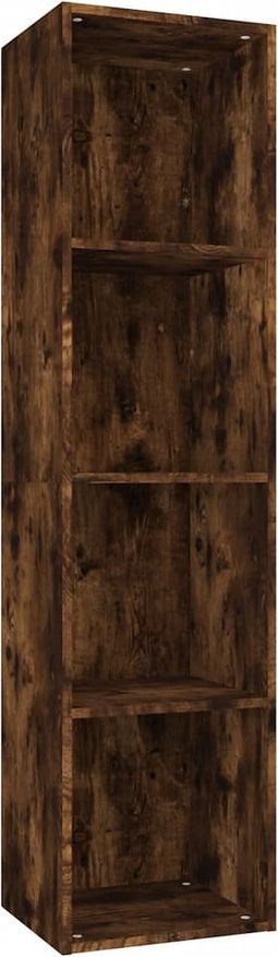 vidaXL - Boekenkast - / - tv-meubel - 36x30x143 - cm - bewerkt - hout - gerookt - eiken