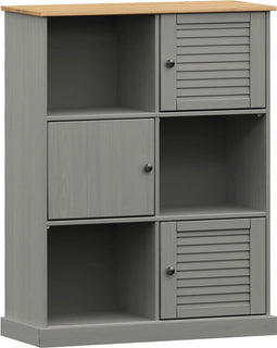 vidaXL - Boekenkast - VIGO - 90x35x114,5 - cm - massief - grenenhout - grijs