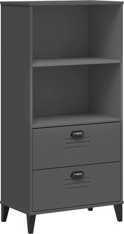 vidaXL - Boekenkast - VIKEN - 60x35x123 - cm - massief - grenenhout - antracietgrijs