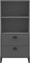 vidaXL - Boekenkast - VIKEN - 60x35x123 - cm - massief - grenenhout - antracietgrijs