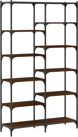 vidaXL - Boekenrek - 100x32x170 - cm - bewerkt - hout - en - ijzer - bruin - eikenkleur