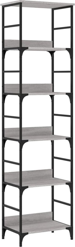 vidaXL - Boekenrek - 50x33x188,5 - cm - bewerkt - hout - grijs - sonoma - eikenkleurig
