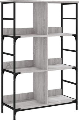 vidaXL - Boekenrek - 78,5x33x117,5 - cm - bewerkt - hout - grijs - sonoma - eikenkleur