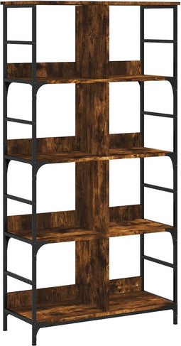 vidaXL - Boekenrek - 78,5x33x153 - cm - bewerkt - hout - gerookt - eikenkleurig