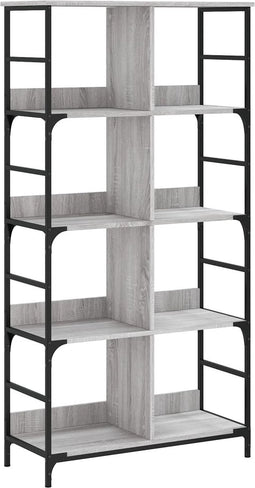 vidaXL - Boekenrek - 78,5x33x153 - cm - bewerkt - hout - grijs - sonoma - eikenkleur