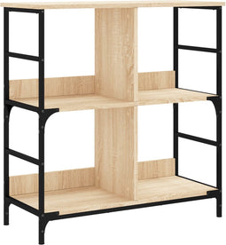 vidaXL - Boekenrek - 78,5x33x82 - cm - bewerkt - hout - en - ijzer - sonoma - eikenkleur