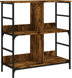 vidaXL - Boekenrek - 78,5x33x82 - cm - bewerkt - hout - gerookt - eikenkleurig