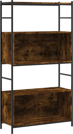 vidaXL - Boekenrek - 80x30x145,5 - cm - bewerkt - hout - en - ijzer - gerookt - eiken