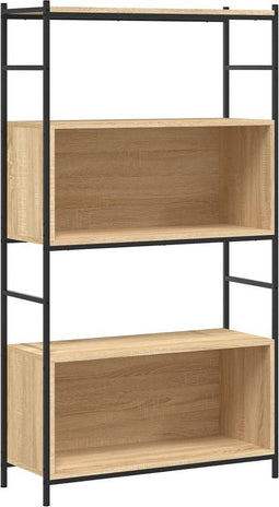 vidaXL - Boekenrek - 80x30x145,5 - cm - bewerkt - hout - en - ijzer - sonoma - eiken