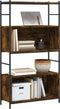 vidaXL - Boekenrek - 80x30x145,5 - cm - bewerkt - hout - en - ijzer - gerookt - eiken