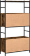 vidaXL - Boekenrek - 80x30x145,5 - cm - bewerkt - hout - en - ijzer - gerookt - eiken