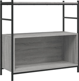 vidaXL - Boekenrek - 80x30x78,5 - cm - bewerkt - hout - en - ijzer - grijs - sonoma