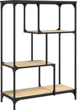 vidaXL - Boekenrek - 81x36x115 - cm - bewerkt - hout - en - staal - sonoma - eikenkleur
