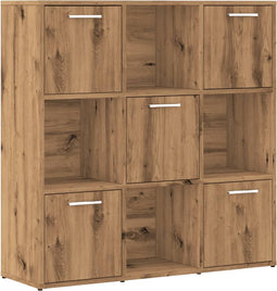 vidaXL - Boekenrek - 90x28x90 - cm - bewerkt - hout - artisanaal - eikenkleurig