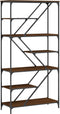 vidaXL - Boekenrek - 91x36x176 - cm - bewerkt - hout - en - staal - bruin - eikenkleur