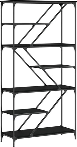 vidaXL - Boekenrek - 91x36x176 - cm - bewerkt - hout - en - staal - zwart