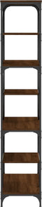 vidaXL - Boekenrek - 91x36x176 - cm - bewerkt - hout - en - staal - bruin - eikenkleur