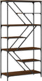 vidaXL - Boekenrek - 91x36x176 - cm - bewerkt - hout - en - staal - bruin - eikenkleur