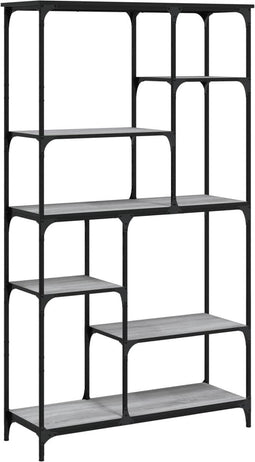 vidaXL - Boekenrek - 99x35,5x176 - cm - bewerkt - hout - en - staal - grijs - sonoma