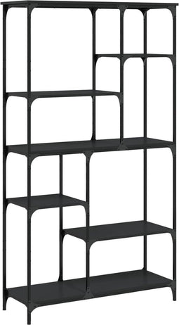 vidaXL - Boekenrek - 99x35,5x176 - cm - bewerkt - hout - en - staal - zwart