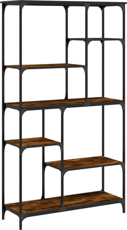 vidaXL - Boekenrek - 99x35,5x176 - cm - bewerkt - hout - en - staal - gerookt - eiken