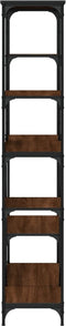 vidaXL - Boekenrek - 99x35,5x176 - cm - bewerkt - hout - en - staal - bruin - eikenkleur