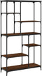 vidaXL - Boekenrek - 99x35,5x176 - cm - bewerkt - hout - en - staal - bruin - eikenkleur