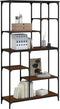 vidaXL - Boekenrek - 99x35,5x176 - cm - bewerkt - hout - en - staal - bruin - eikenkleur