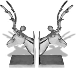 vidaXL - Boekensteunen - herten - 2 - stuks - aluminium - zilver