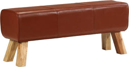 vidaXL - Bokbank - 110 - cm - echt - leer - en - massief - mangohout - bruin