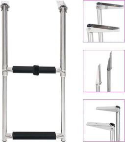 vidaXL - Boordladder - inklapbaar - met - 2 - sporten - roestvrij - staal